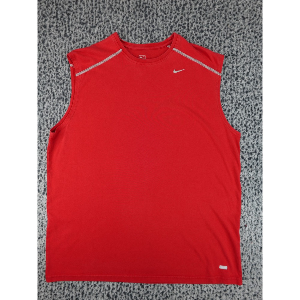 Nike Team Dri-FIT Sleeveless Training Shirt Mens Large Red Crew Neck Athletic